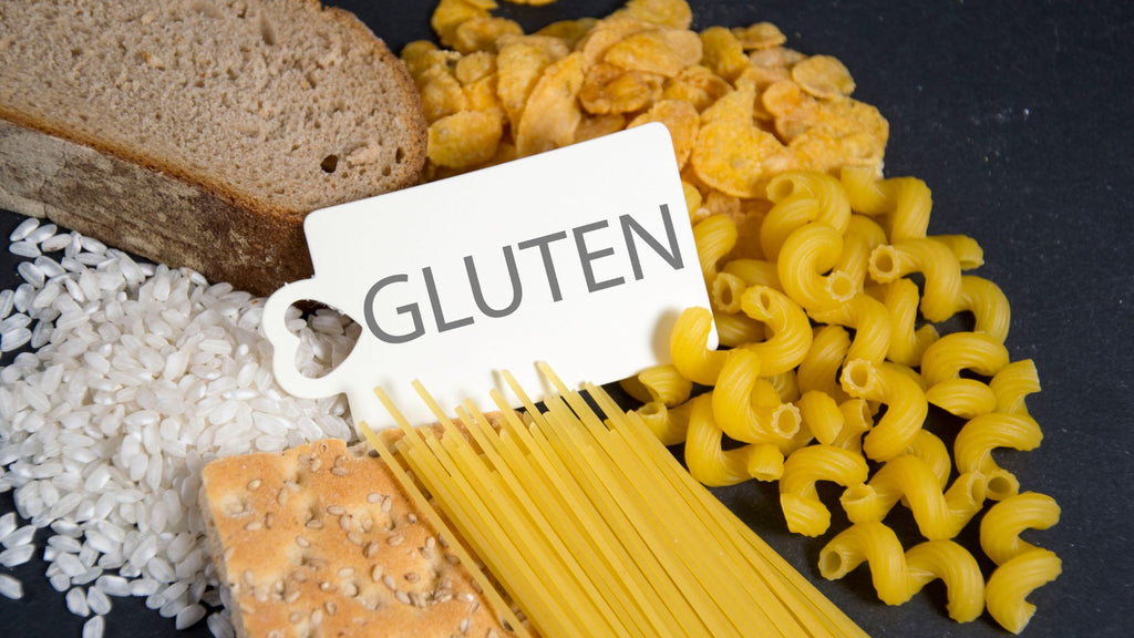 A group of foods with gluten in them.