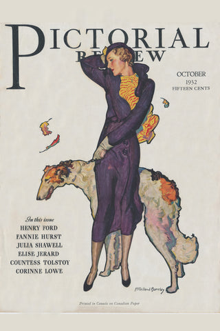 McClelland Barclay woman with Borzoi dog, Pictorial Review cover October 1932