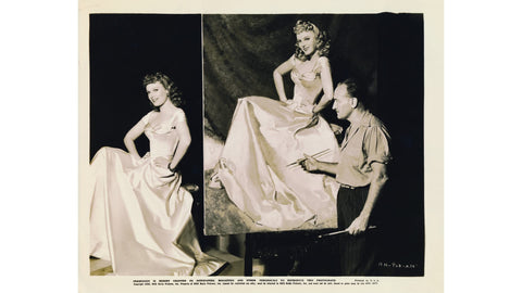 Publicity photo Nanette (Anna Neagle) posing for artist McClelland Barclay painting her portrait for the 1940 RKO film No, No, Nanette