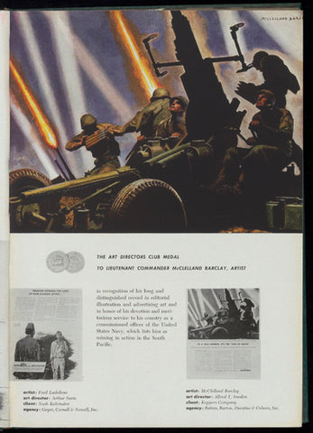 Art Directors Club of New York, 1944 catalogue p. 27 featuring award for McClelland Barclay and his 'war art' illustrated ad for Koppers Company