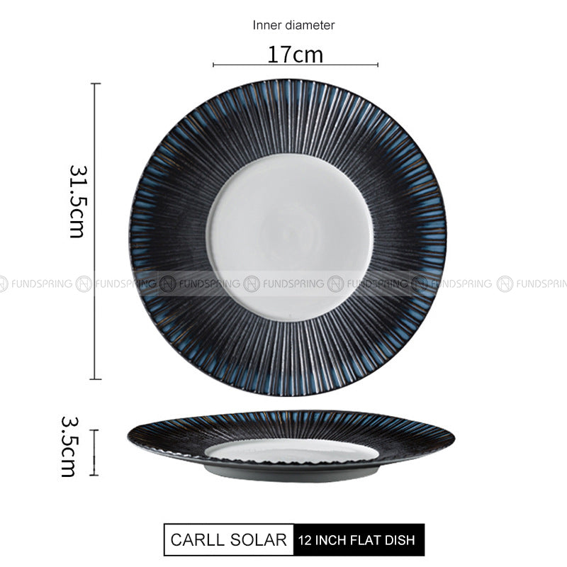 Nordic Dinnerware Carll Solar Series Ceramic Black/White Dinner Plate-11