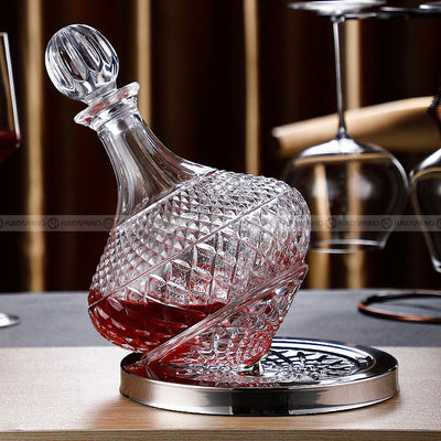 Crystal Glass With Lid Rotating Gyro Tumbler Decanter With Lid-1