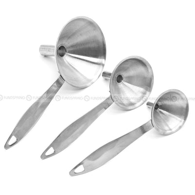 Stainless Steel Oil Leakage With Handle Cone Funnel Set Of 3 Pieces-6