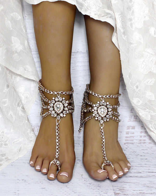 Amour Gold Barefoot Sandals Beach Wedding Foot Jewelry from Bare Sandals