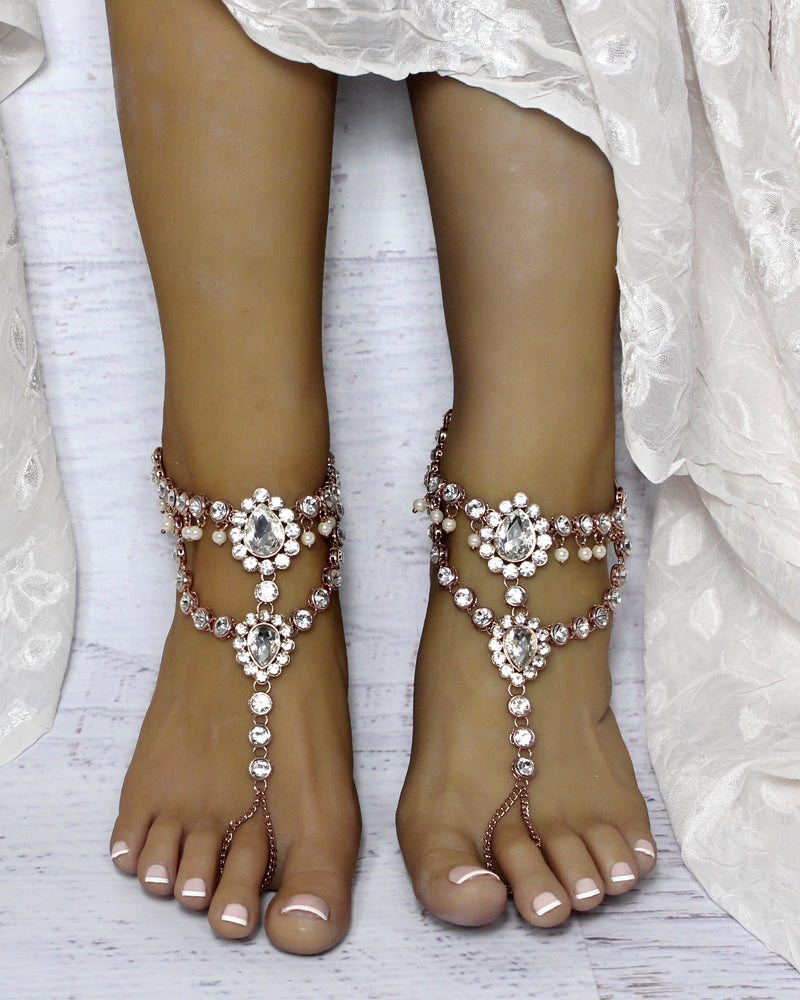 Marion Gold Barefoot Sandals Bridal Foot Jewelry for Boho Bride - Bare ...