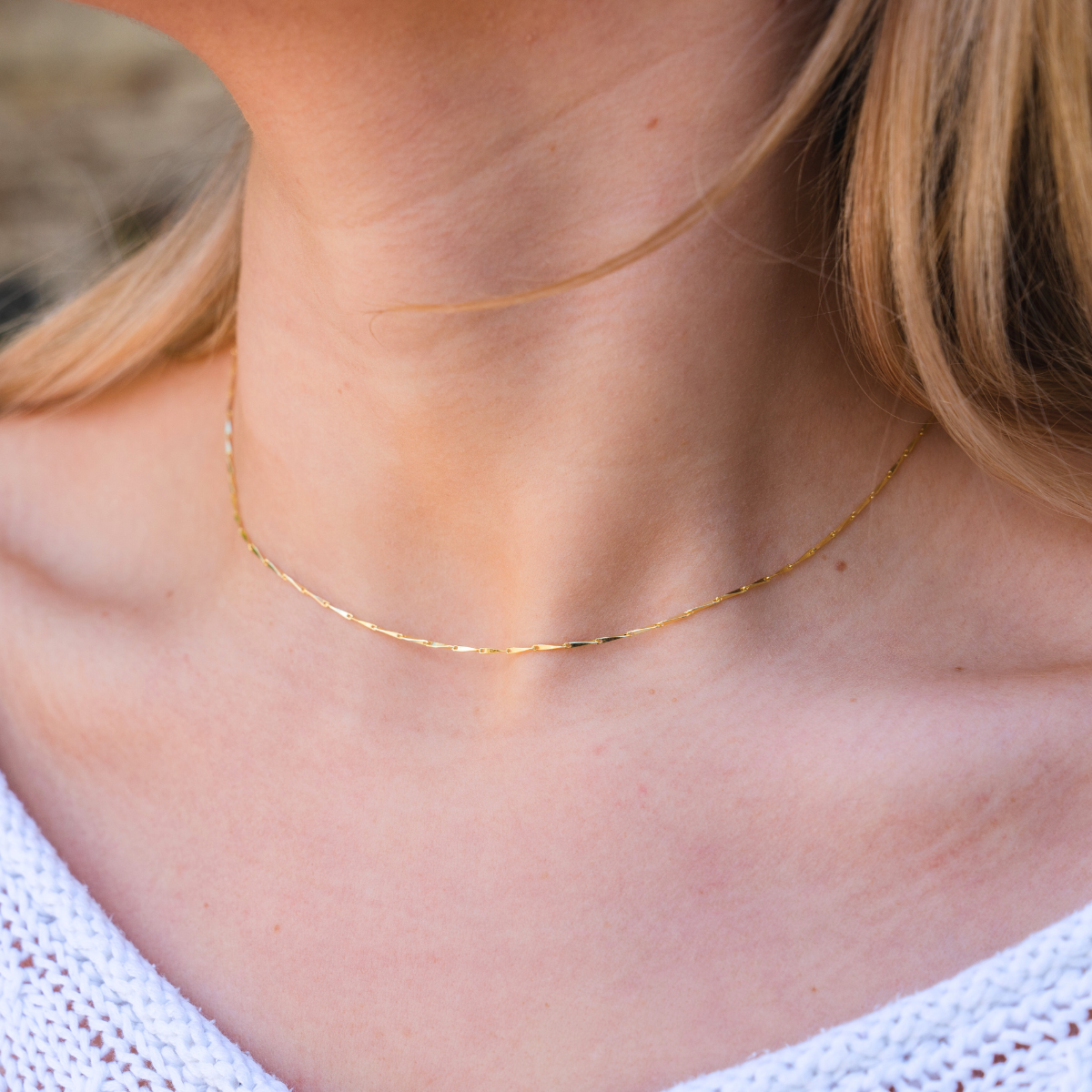 Barley corn necklace in gold and sterling silver