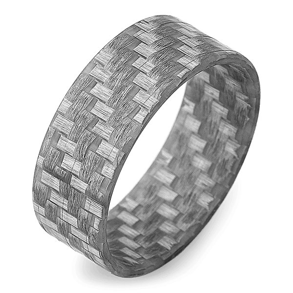 Men's Tungsten Wedding Ring with 8mm Carbon Fiber Band