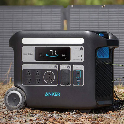 Anker SOLIX F2000 Portable Power Station Solar Generator And 200W Solar Panel Corner View Up Close