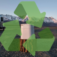 Ogo Composting Toilet with Recycling Logo