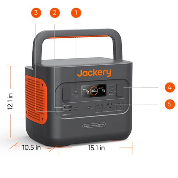 Jackery Explorer 1500 Portable Power Station Dimensional Illustration