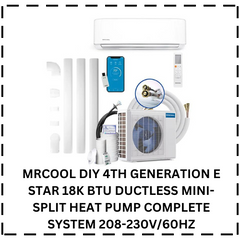 MRCOOL DIY 4TH GENERATION E STAR 18K BTU DUCTLESS MINI-SPLIT HEAT PUMP COMPLETE SYSTEM 208-230V/60HZ