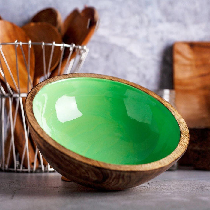 wood and ceramic bowl