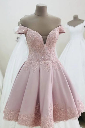 Two Piece Pink Short Prom Dress Lace Bodice Long Sleeve Homecoming Dresses