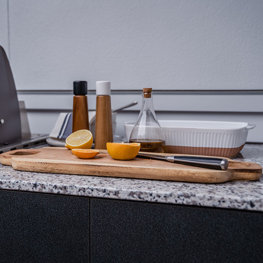 Linden Platter, Salt and Pepper Mills and Amana Oil Bottle Pourer