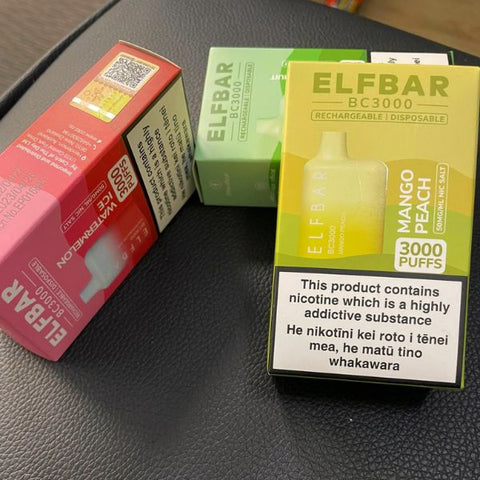 three boxes of elfbar disposable vapes