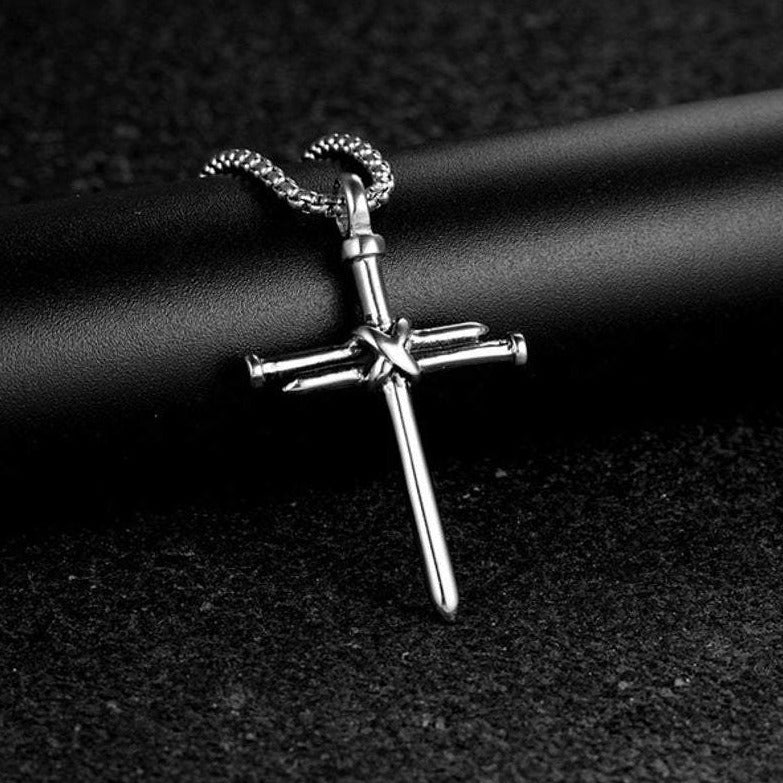 holy nails cross necklace