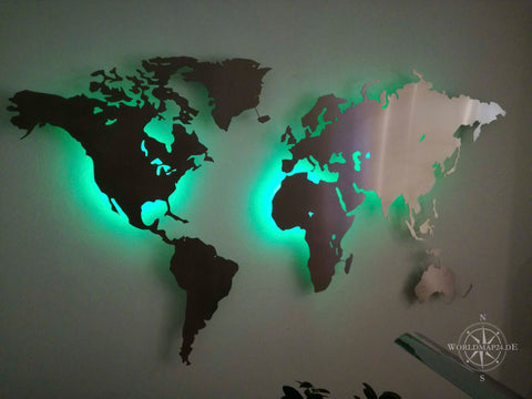 Weltkarte mit grüner Hintergrundbeleuchtung