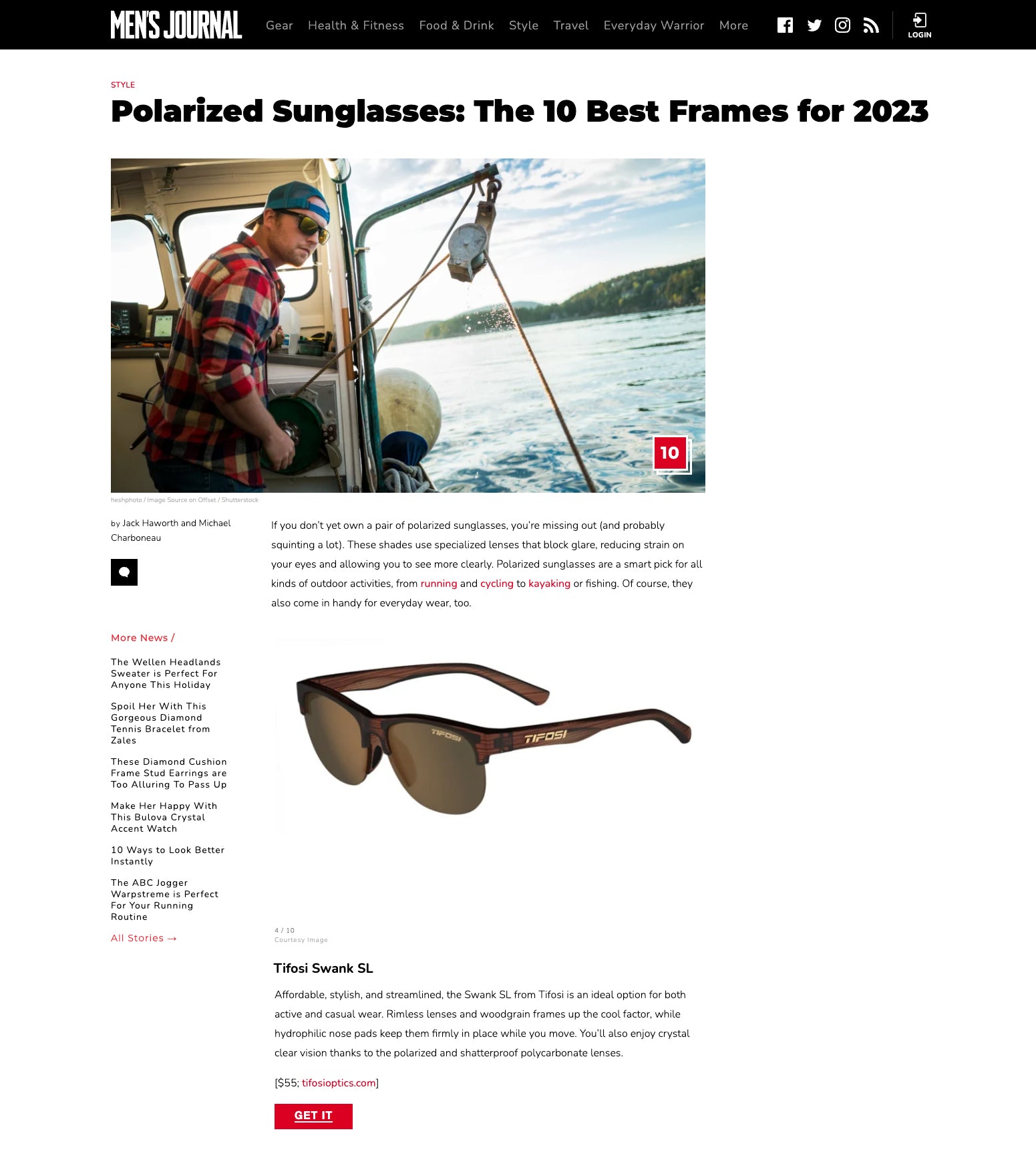 Tifosi Swank XL Sunglasses - Mens Journal January 2023