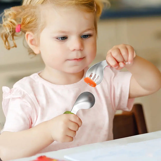 Grabease First Self Feeding Fork and Spoon Set - Orange , BabySupermarket