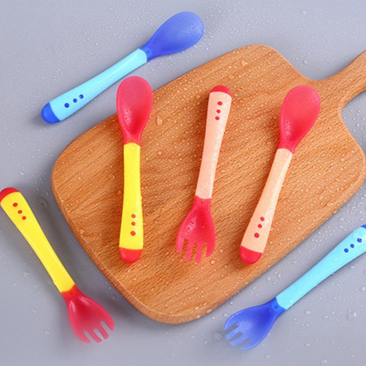 Grabease First Self Feeding Fork and Spoon Set - Orange , BabySupermarket