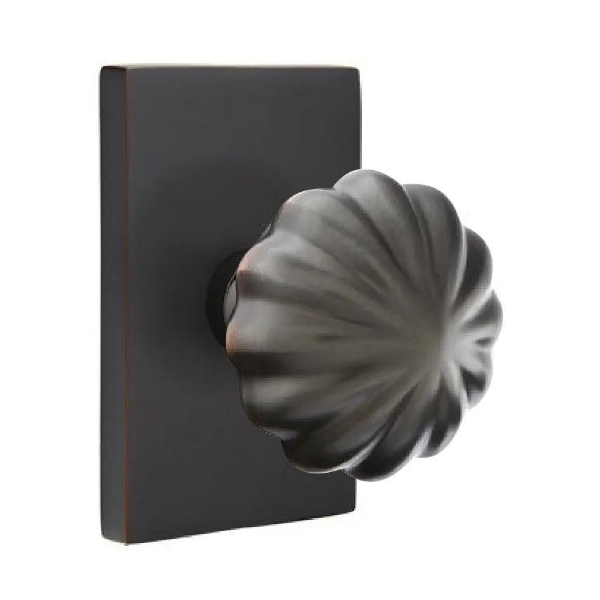 Melon Knob With Modern Rectangular Rosette