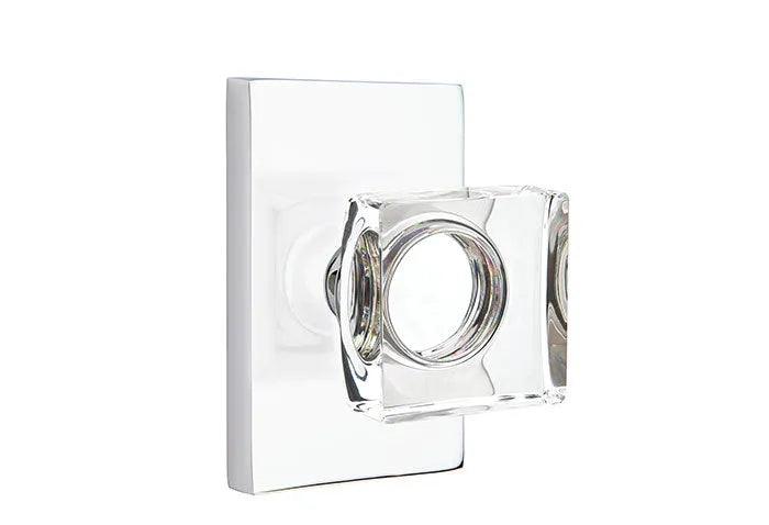 Modern Square Crystal Knob with Modern Rectangular Rosette