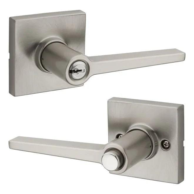 Safelock Daylon Lever With Square Rosette Push Button Entry Lock
