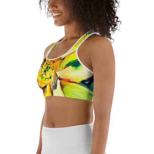 Rainbow Sunflower Sports bra – J Caroline Youngblood Fine Art Products