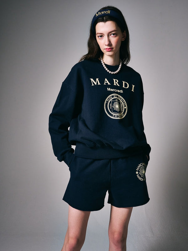 SWEAT SHORTS MARCHE EMBLEM (NAVY CREAM) – Mardi Mercredi