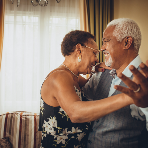 Elderly couple dancing