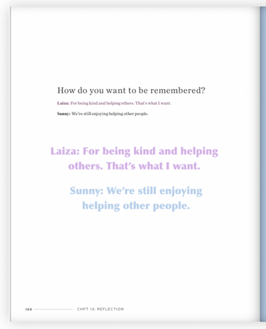 Quotes about how Sunny and Laiza want to be remembered