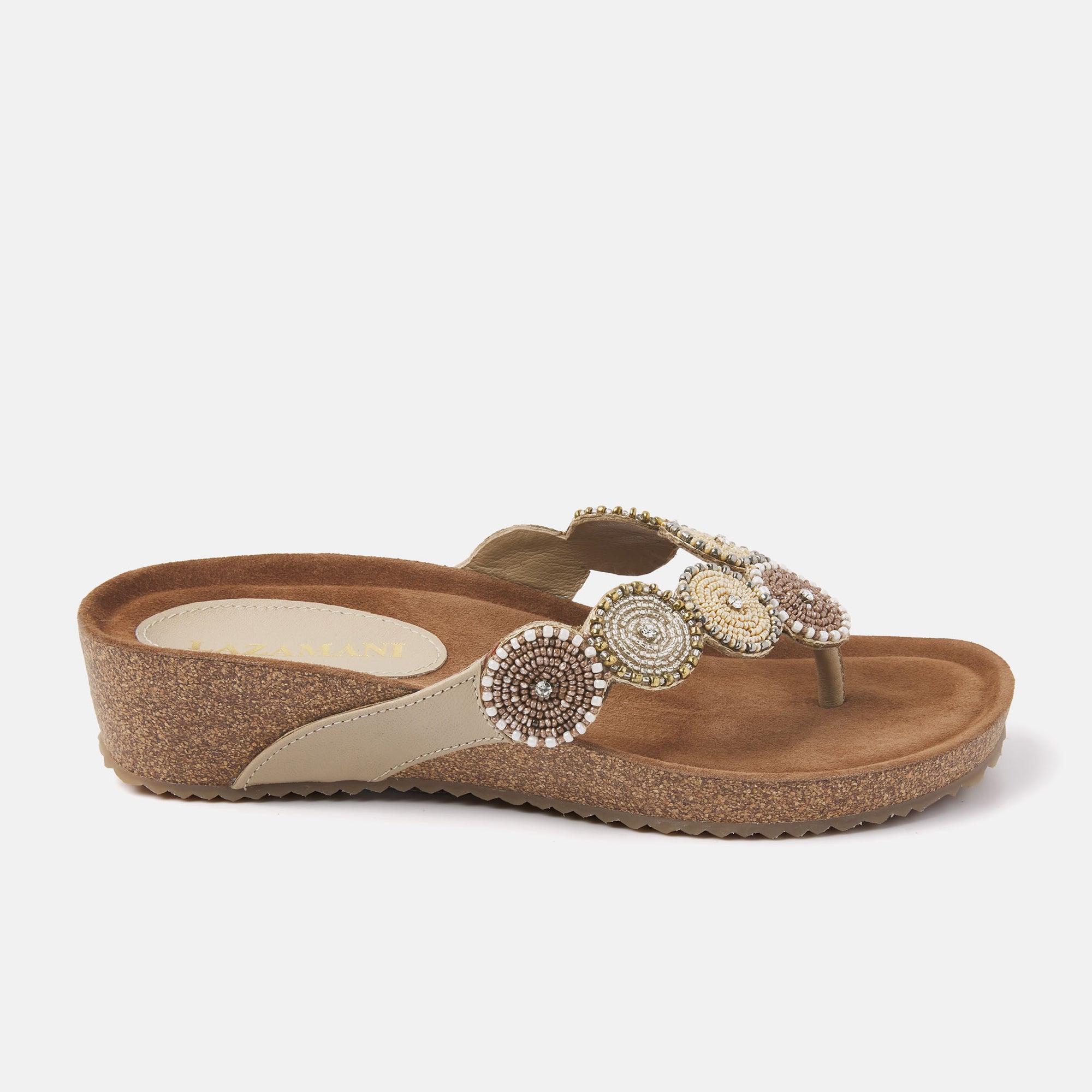 Lazamani Dames Slippers met Sleehak 75.455 Beige Lazamani Official