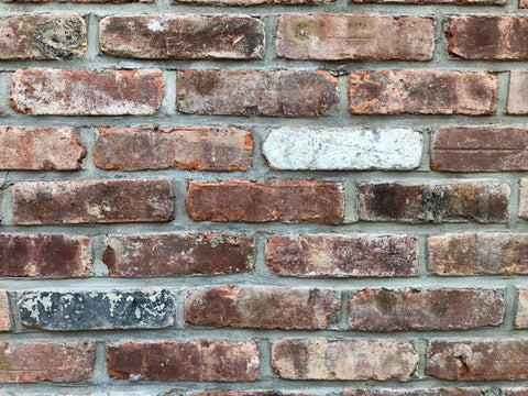 Wall of reclaimed bricks in Bushwick, NY