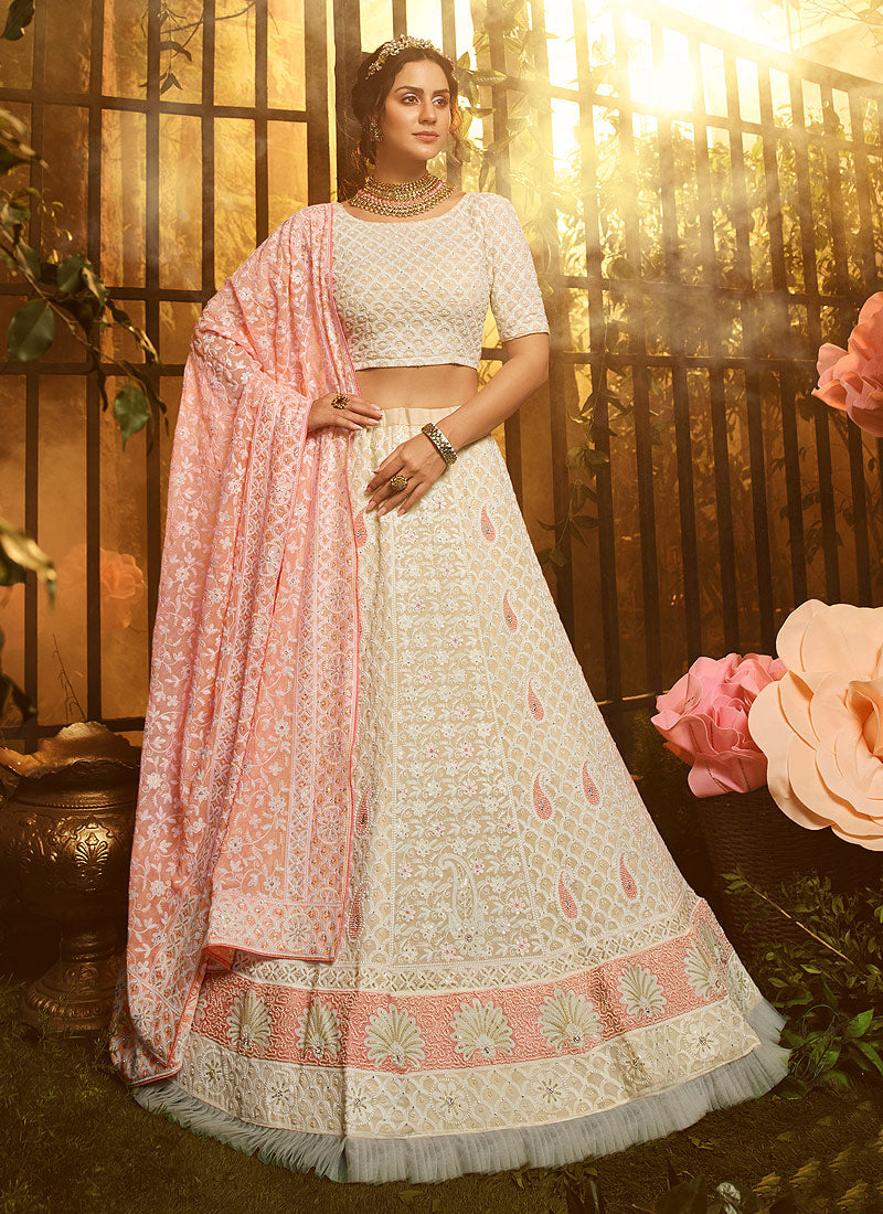 Buy Blush Pearl Lehenga Set by Designer SEEMA GUJRAL Online at Ogaan.com