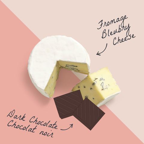 Bleubry cheese paired with dark chocolate.