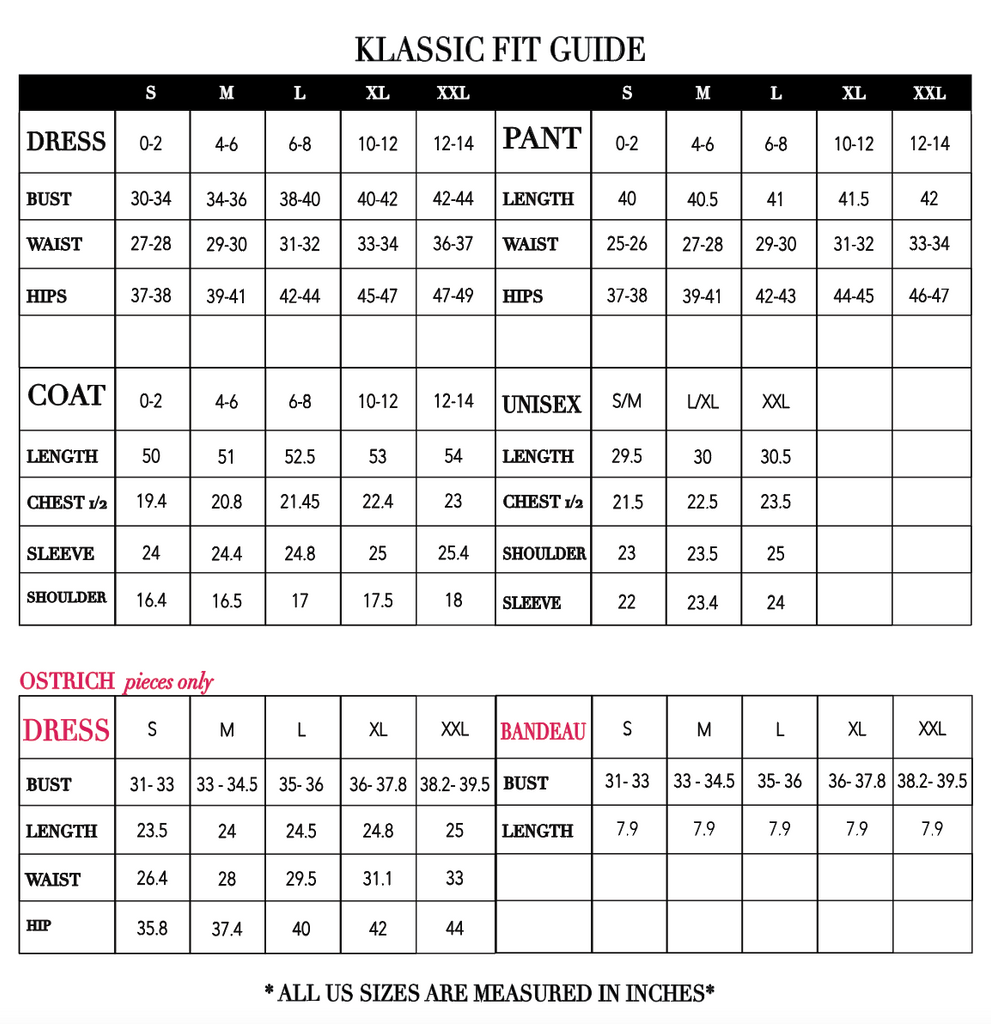 Size Chart – Klassic Kloth