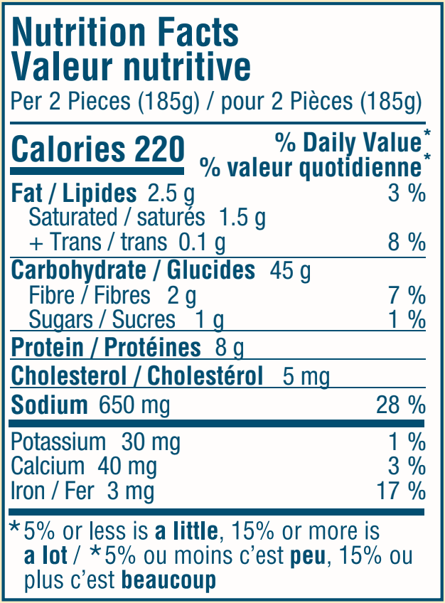 margherita-nutritional-label