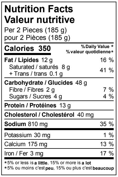 margherita-nutritional-label