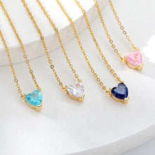 Load image into Gallery viewer, Zircon Heart Necklaces For Women Stainless Steel Gold Chain Blue Pink Heart Pendant Necklace Fairy Boho Valentine Jewelry Gift|Pendant Necklaces|
