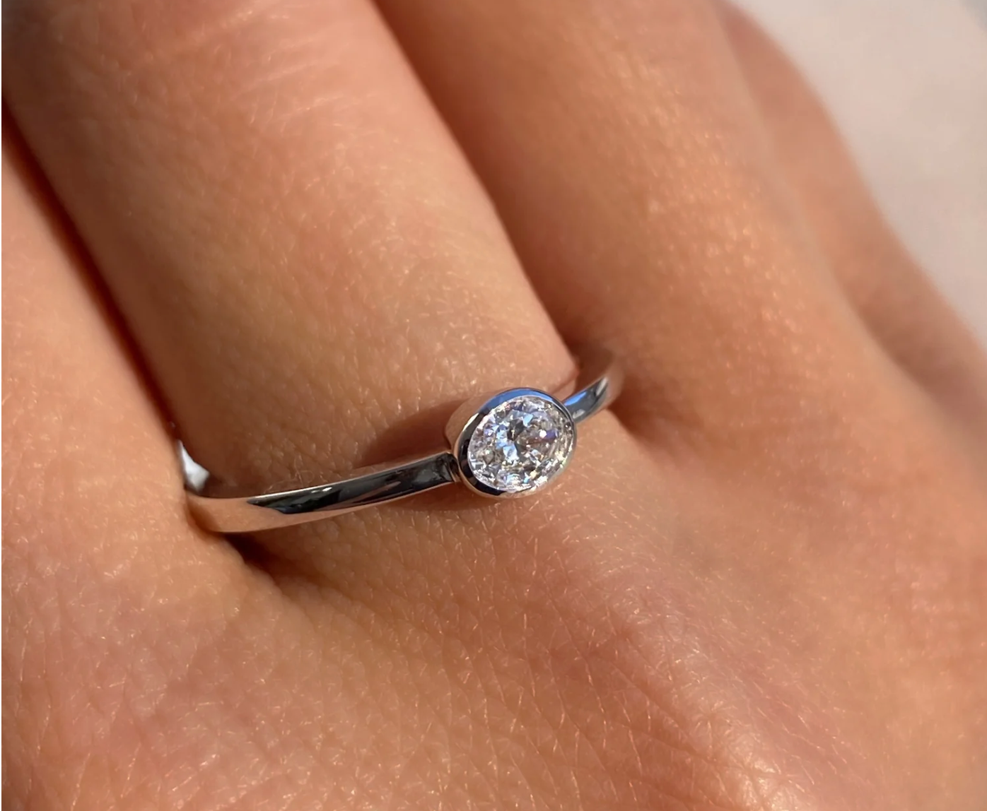 Bezel Oval Diamond Ring