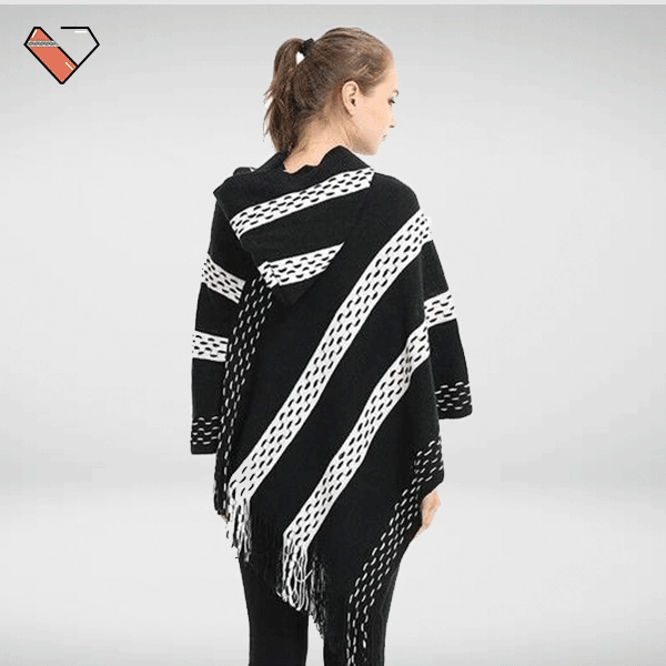black-and-white-plaid-poncho