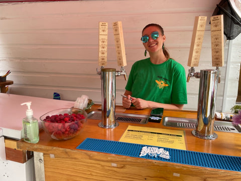 Susan our mead tender at Haw Honey open house in June 2023