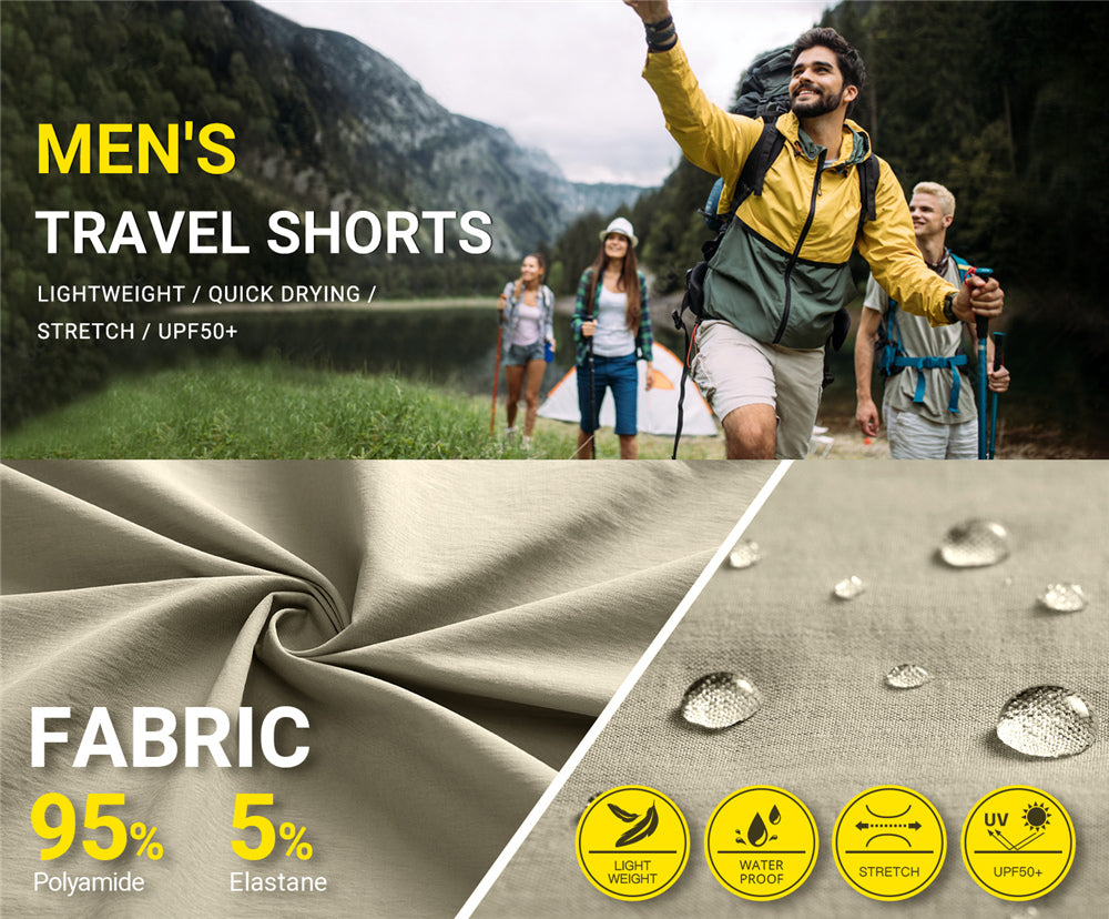 Mens Outdoor Shorts Casual Expandable Waist Lightweight Water Resistant  Quick Dry Fishing Hiking Shorts