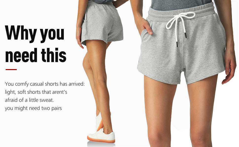 Women's Cotton Shorts with Pockets Sweat Shorts Running Sweatpants Lounge Sweat Joggers
