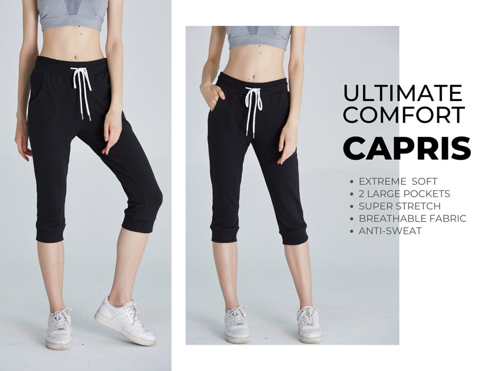 Women Capri Sweatpants Joggers Lounge Pants Drawstring Pockets