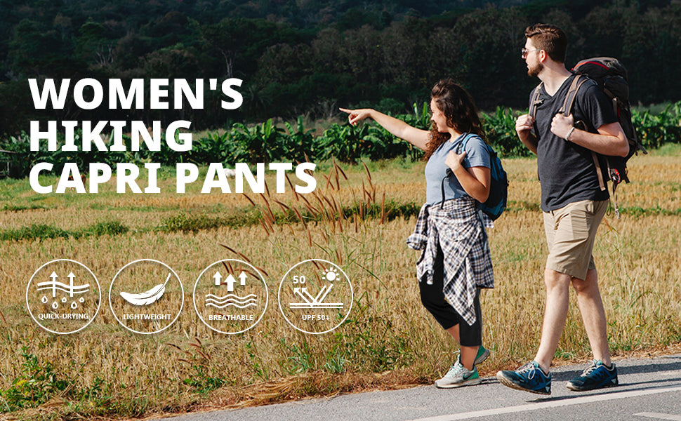 G4Free Women's Hiking Pants Lightweight Quick Dry Capri Pants