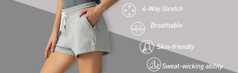 Women's Cotton Shorts with Pockets Sweat Shorts Running Sweatpants Lounge Sweat Joggers