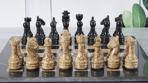 Black and Carol Marble Chess Set