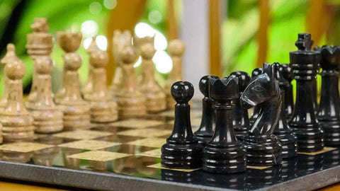 black and carol beautiful marble chess set