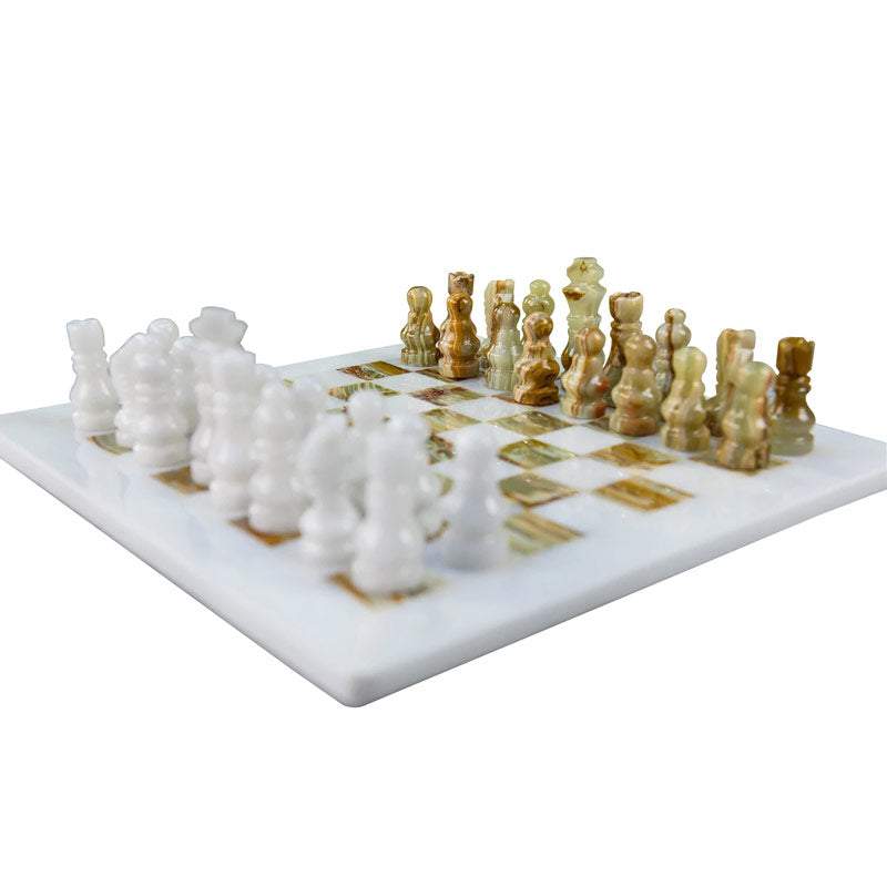 green and white onyx chess set